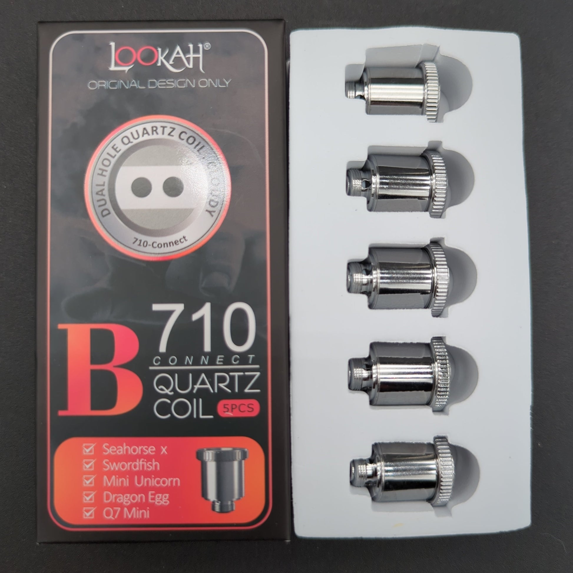 Lookah 710 Connect Quartz Coil B | 5pc | Dual Hole - Avernic Smoke Shop