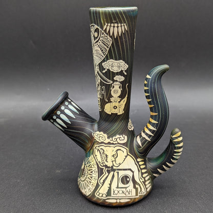 Lookah Glass Sacred Elephant Black Etched Water Pipe | 5.5"