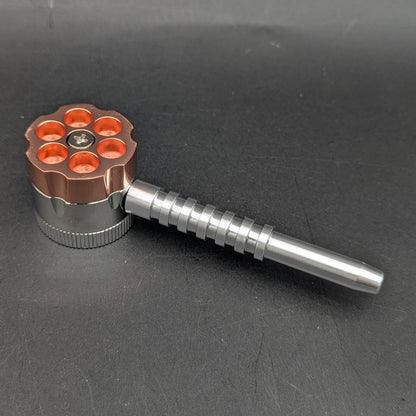 Metal Revolver Pipe With Grinder 5"-Avernic Smoke Shop