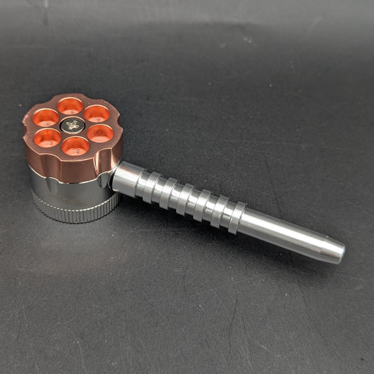 Metal Revolver Pipe With Grinder 5"-Avernic Smoke Shop