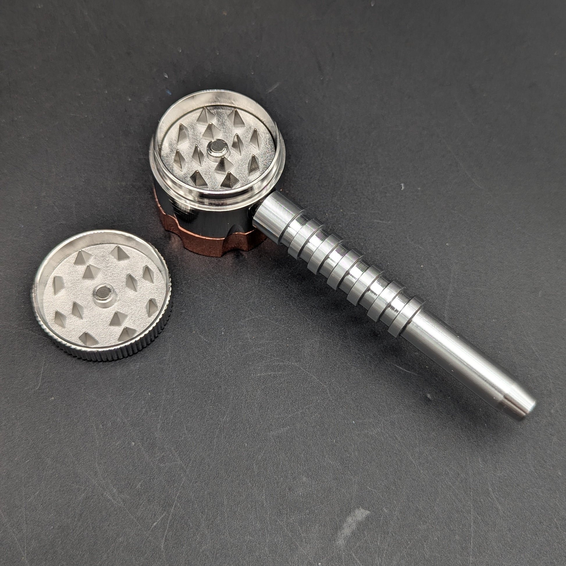 Metal Revolver Pipe With Grinder 5"-Avernic Smoke Shop