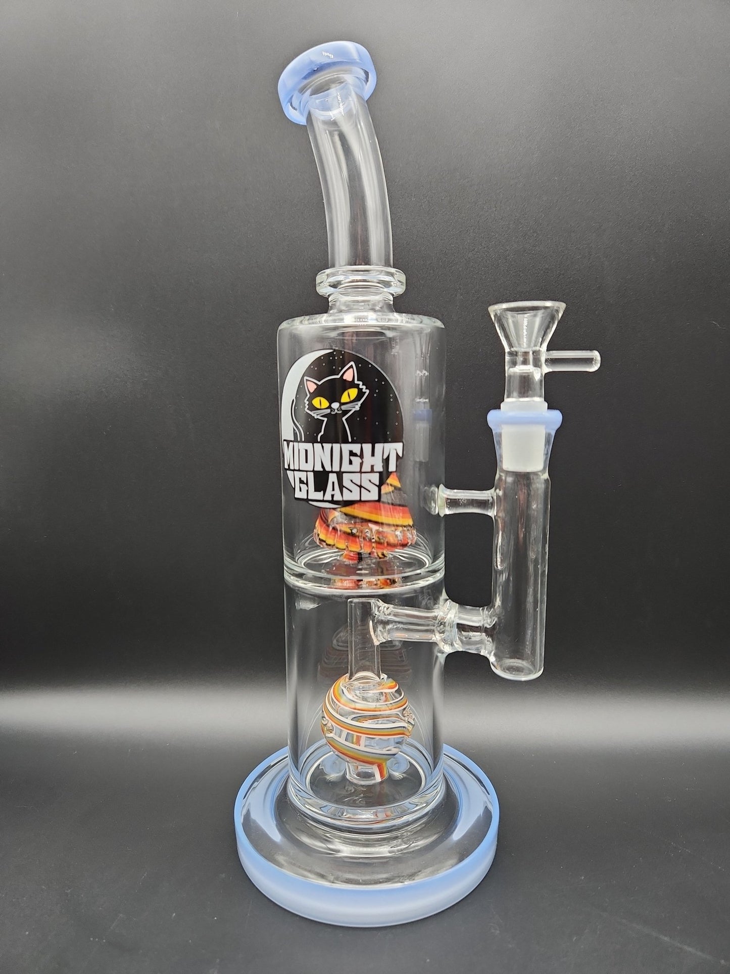 Midnight Glass 11" Double Chamber Swirled Water Pipe - Meech Madness Smoke Shop