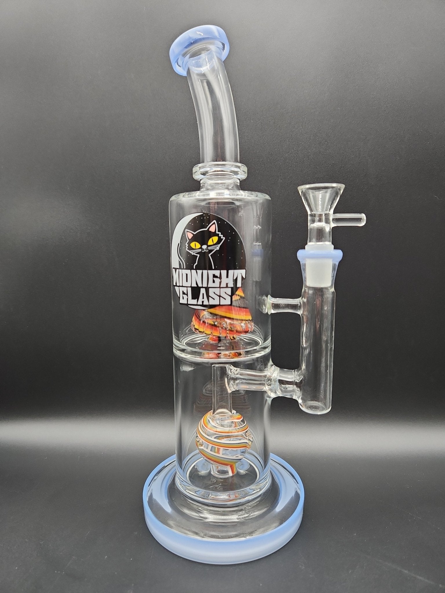 Midnight Glass 11" Double Chamber Swirled Water Pipe - Meech Madness Smoke Shop