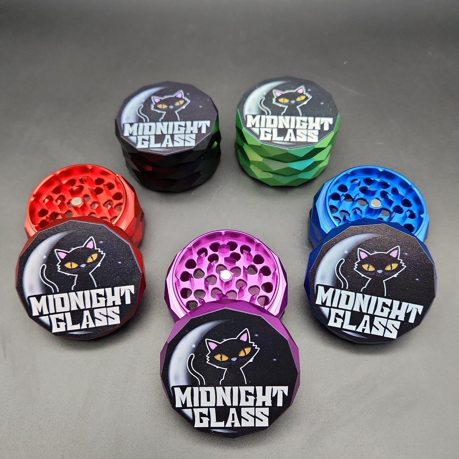 Midnight Glass Diamond Carved Grinders-Avernic Smoke Shop
