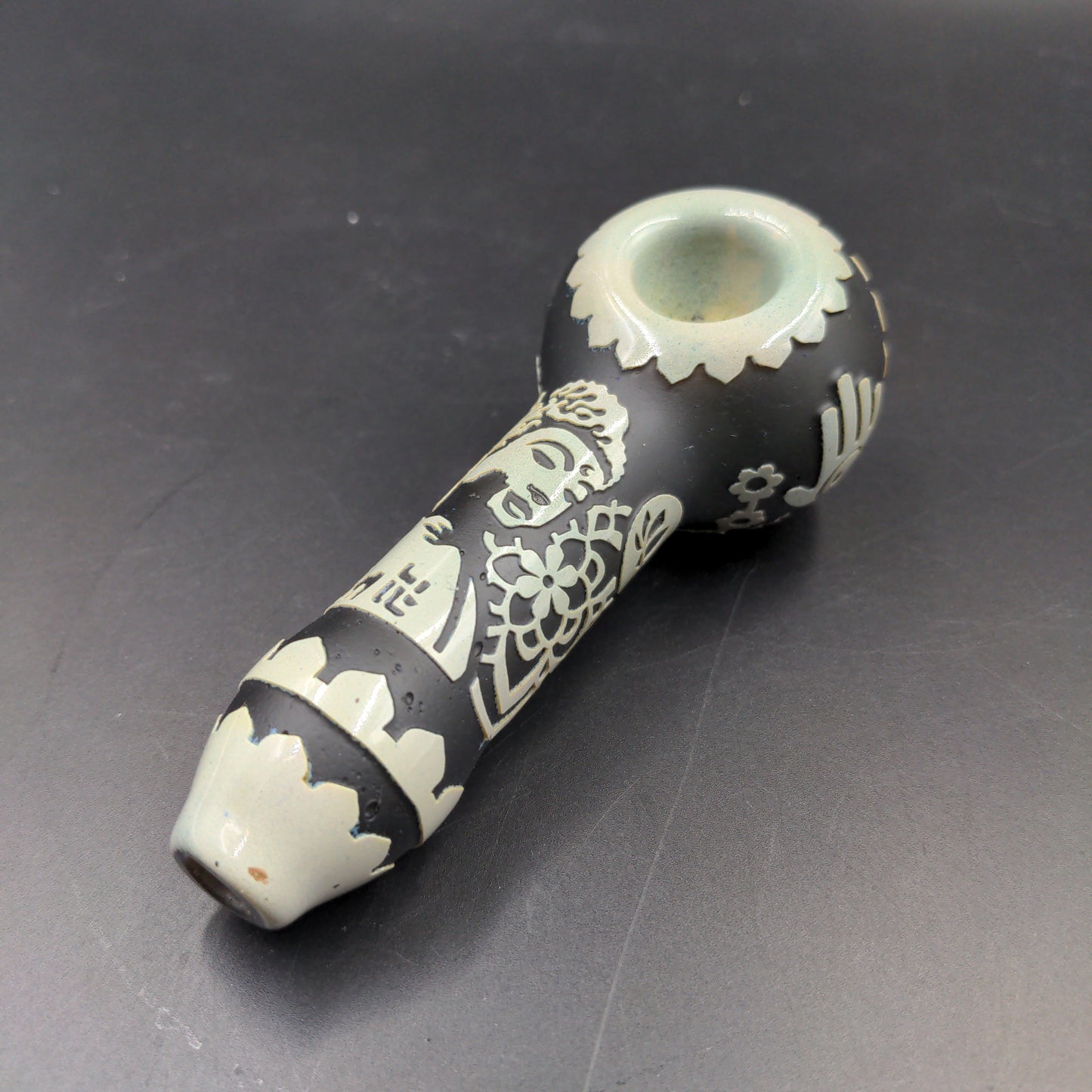 Milky Way Glass "Buddha" Pipe In Color - Avernic Smoke Shop