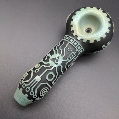 Milky Way Glass "Circuitboard" Shadow Art Hand Pipe - Avernic Smoke Shop