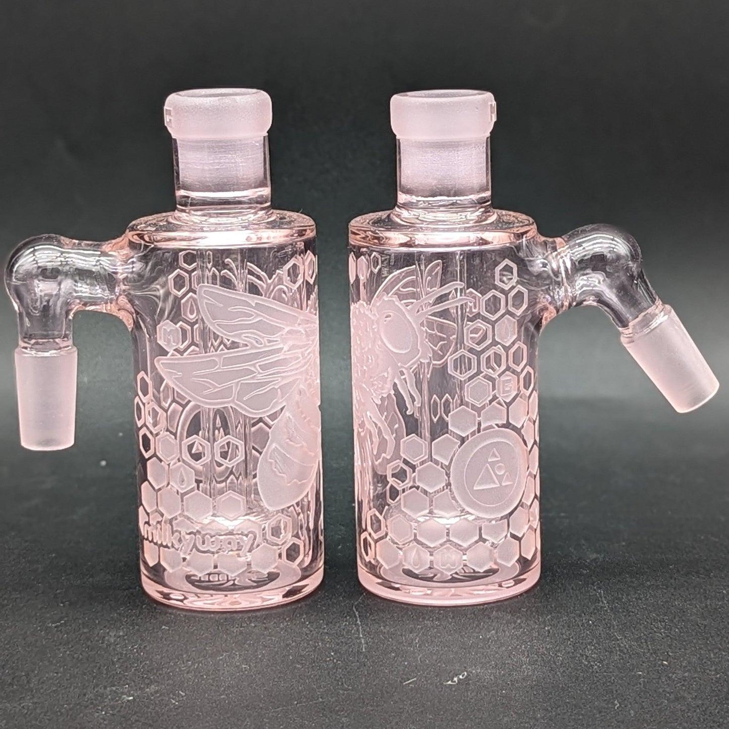 Milkyway Glass "Bee Hive" Wet Ash Catcher 14mm - Pink - Meech Madness Smoke Shop