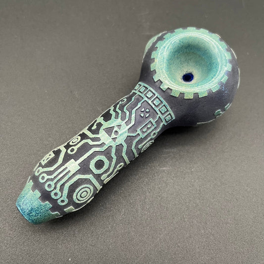 Milkyway Glass "Circuitboard" Hand Pipe in Color - Meech Madness Smoke Shop