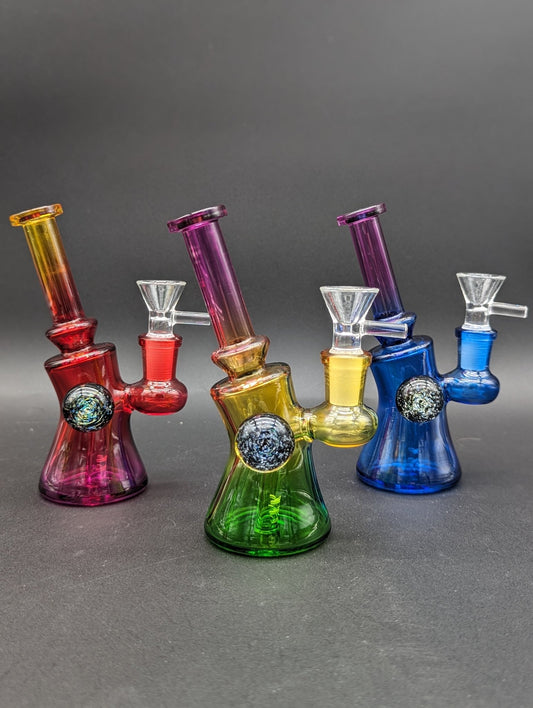 Multi Color Fade Bent Neck Mini Beaker - Meech Madness Smoke Shop