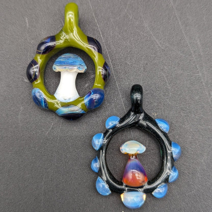Mushroom Circlet Glass Pendant - By Homie G Glass - Meech Madness Smoke Shop
