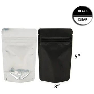 Mylar Bag Glossy Black/Clear - 1/8 (3.5g)-Avernic Smoke Shop