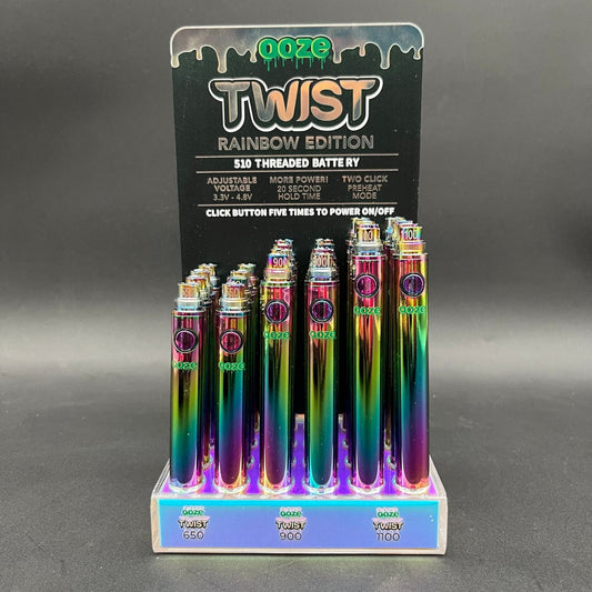 Ooze Twist Rainbow 510 Threaded Pen Battery | Varying voltage - Meech Madness Smoke Shop