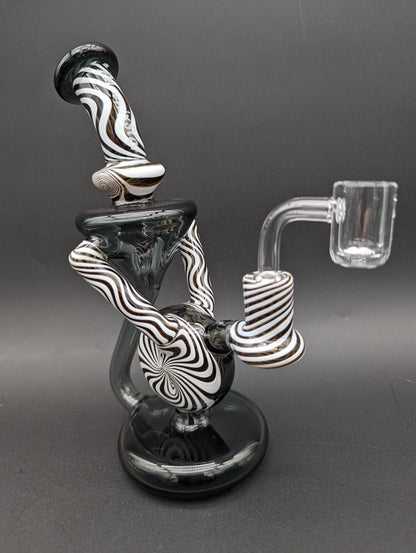 Peppermint Swirl 8" Recycler Dab Rig - Meech Madness Smoke Shop