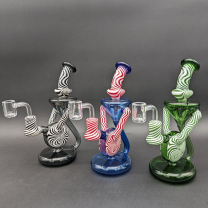 Peppermint Swirl 8" Recycler Dab Rig - Meech Madness Smoke Shop