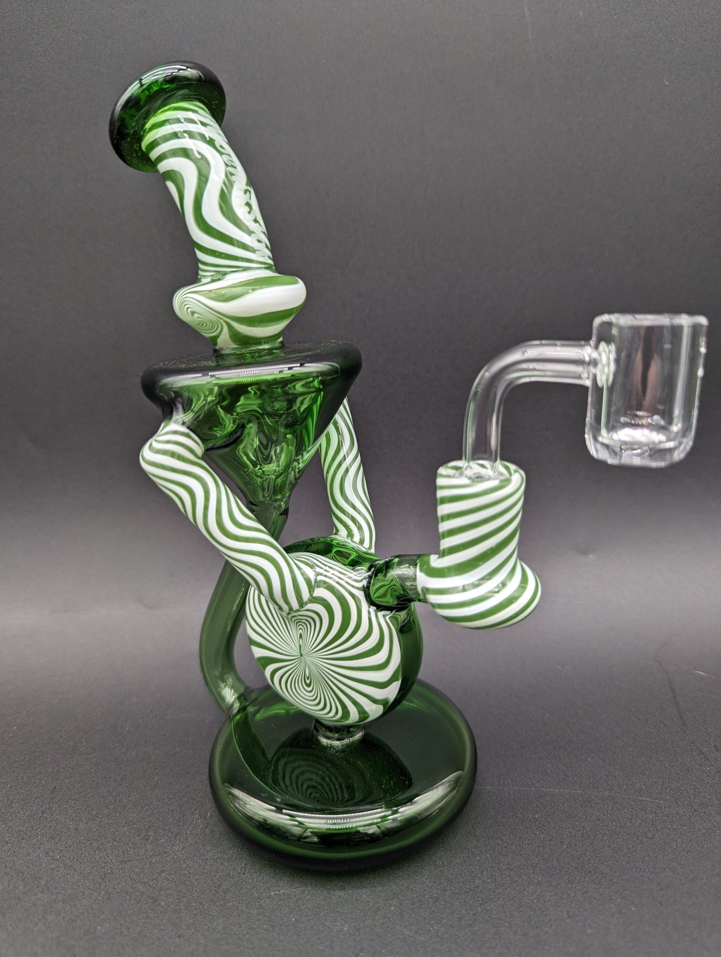 Peppermint Swirl 8" Recycler Dab Rig - Meech Madness Smoke Shop