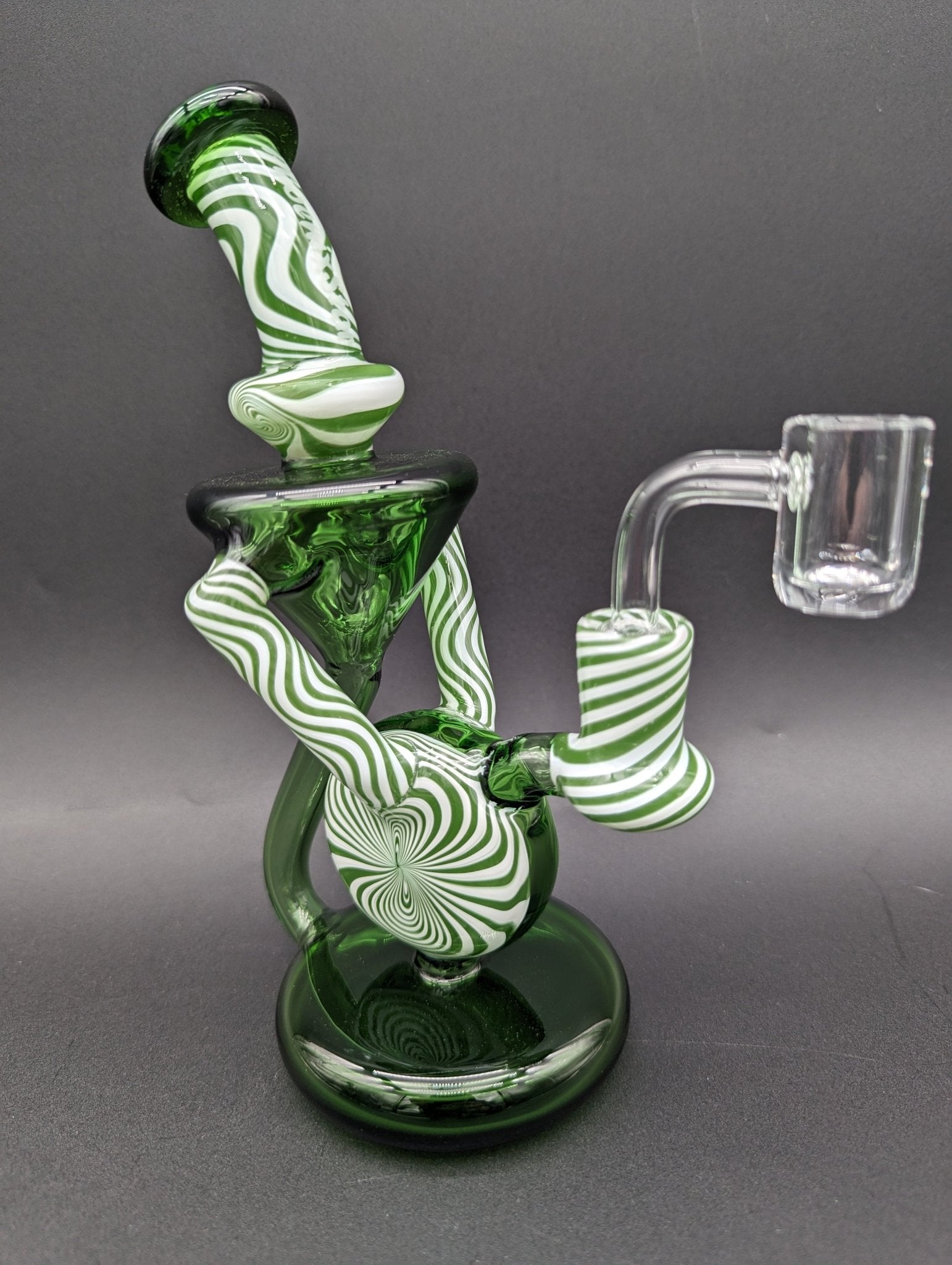 Peppermint Swirl 8" Recycler Dab Rig - Meech Madness Smoke Shop