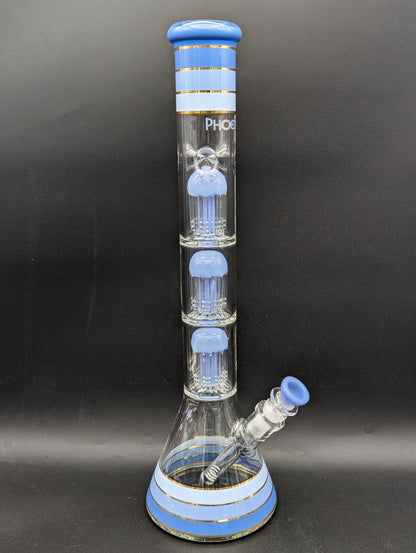 Phoenix 18" Striped Beaker w/ Triple Tree Perc-Avernic Smoke Shop