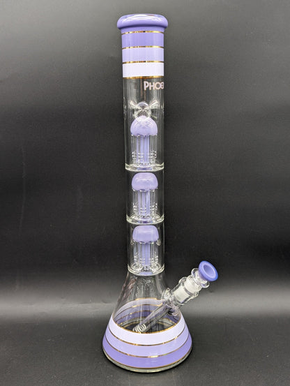 Phoenix 18" Striped Beaker w/ Triple Tree Perc - Meech Madness Smoke Shop