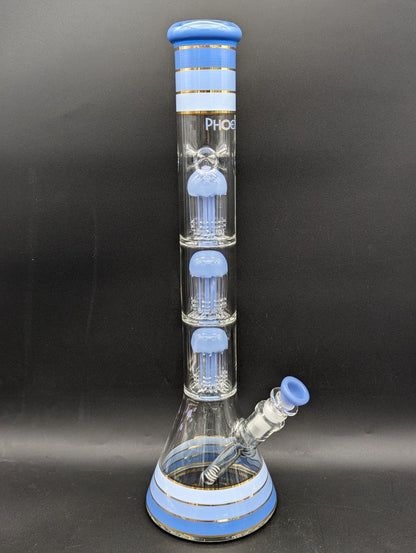 Phoenix 18" Striped Beaker w/ Triple Tree Perc - Meech Madness Smoke Shop