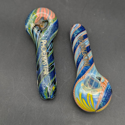 Phoenix 4" Dichro Twist Roped Hand Pipe-Avernic Smoke Shop
