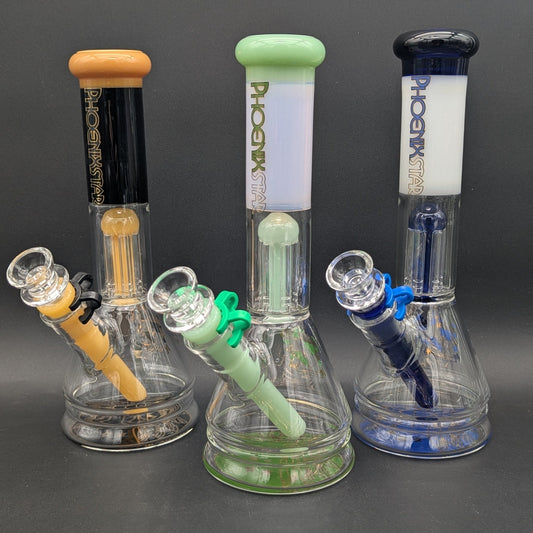 Phoenix Glass 10" Beaker w/ 6 Arm Tree - Meech Madness Smoke Shop