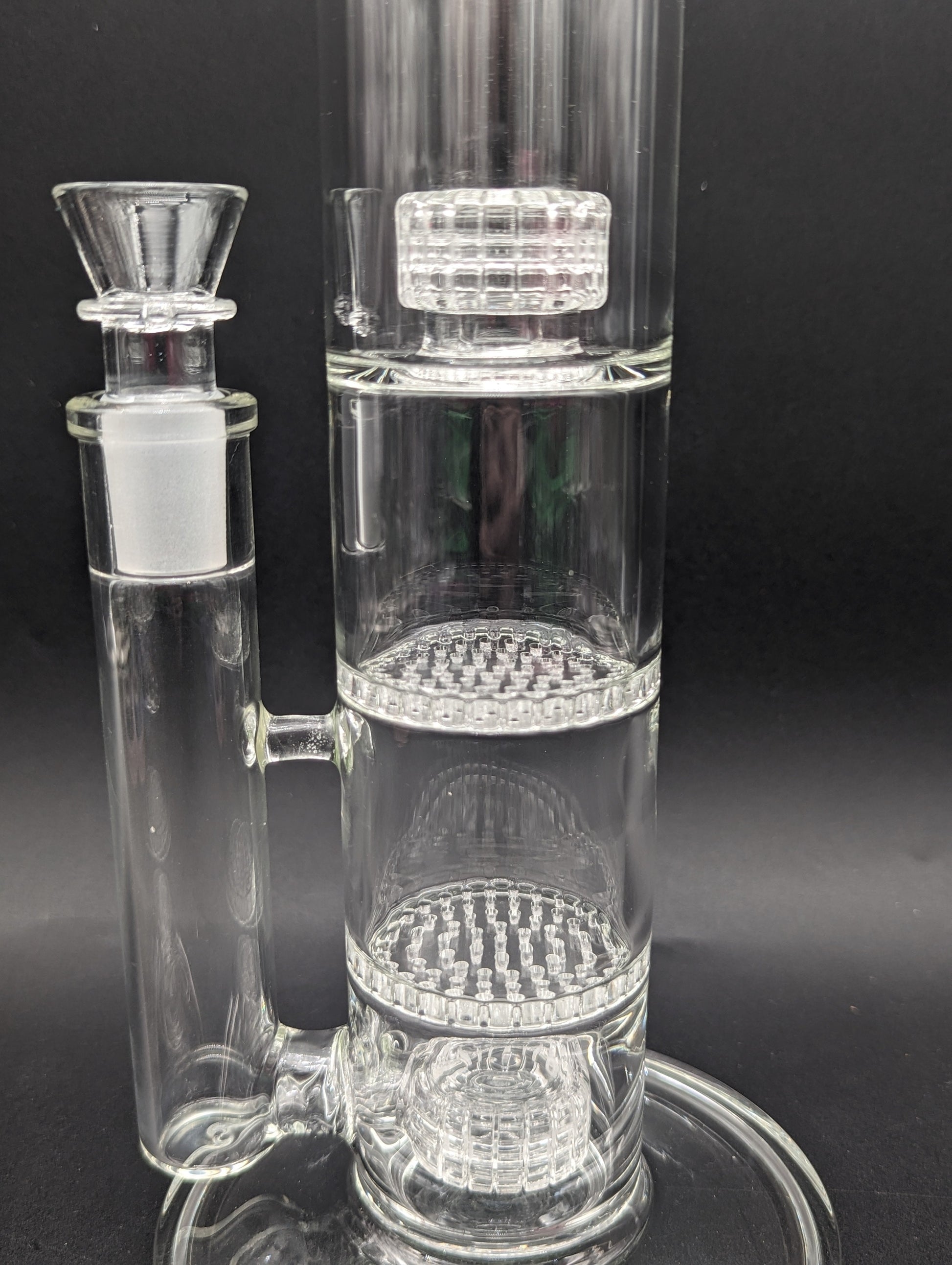 Phoenix Glass 14" Clear Quad Perc Tube - Meech Madness Smoke Shop