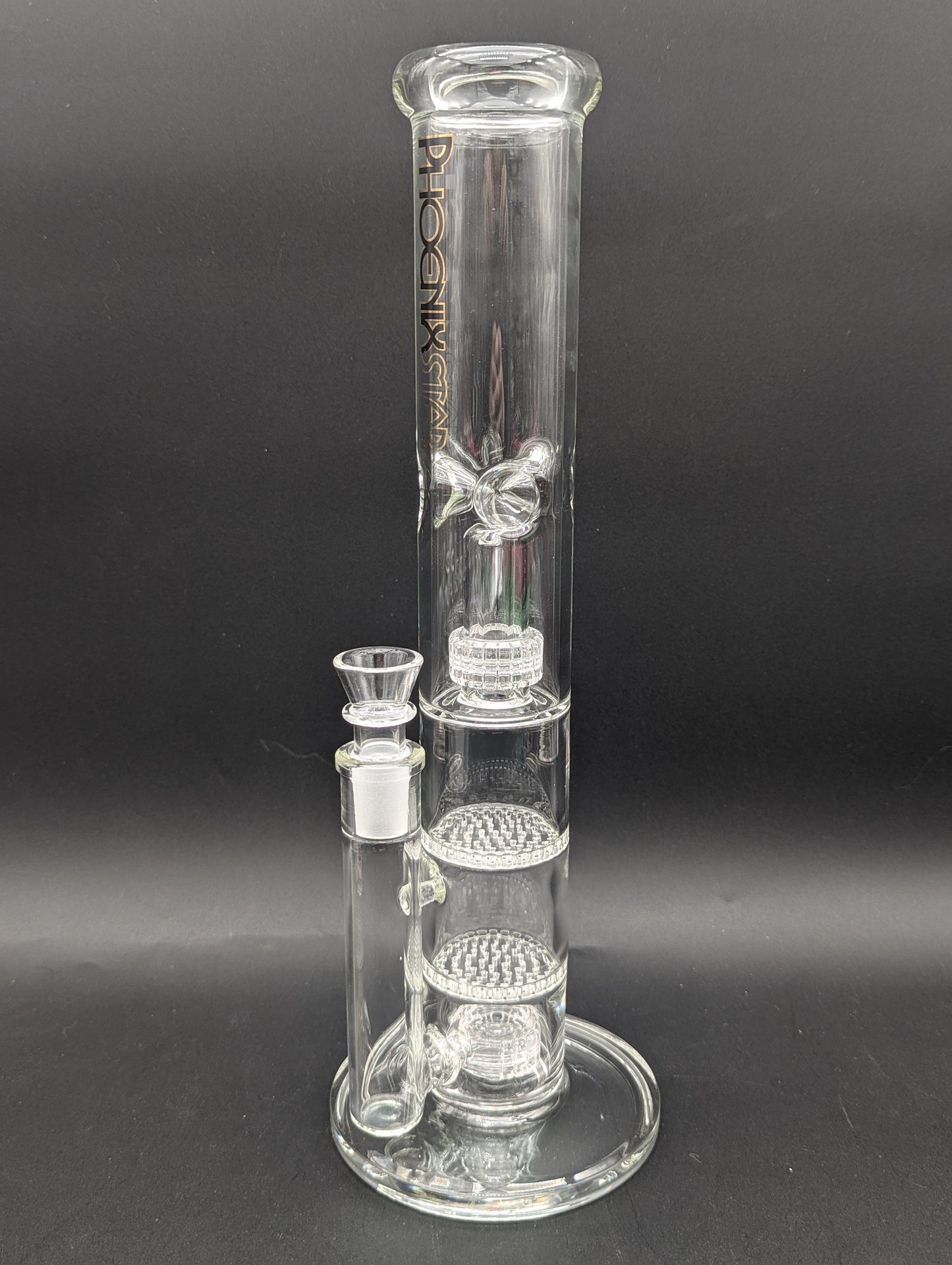 Phoenix Glass 14" Clear Quad Perc Tube - Meech Madness Smoke Shop