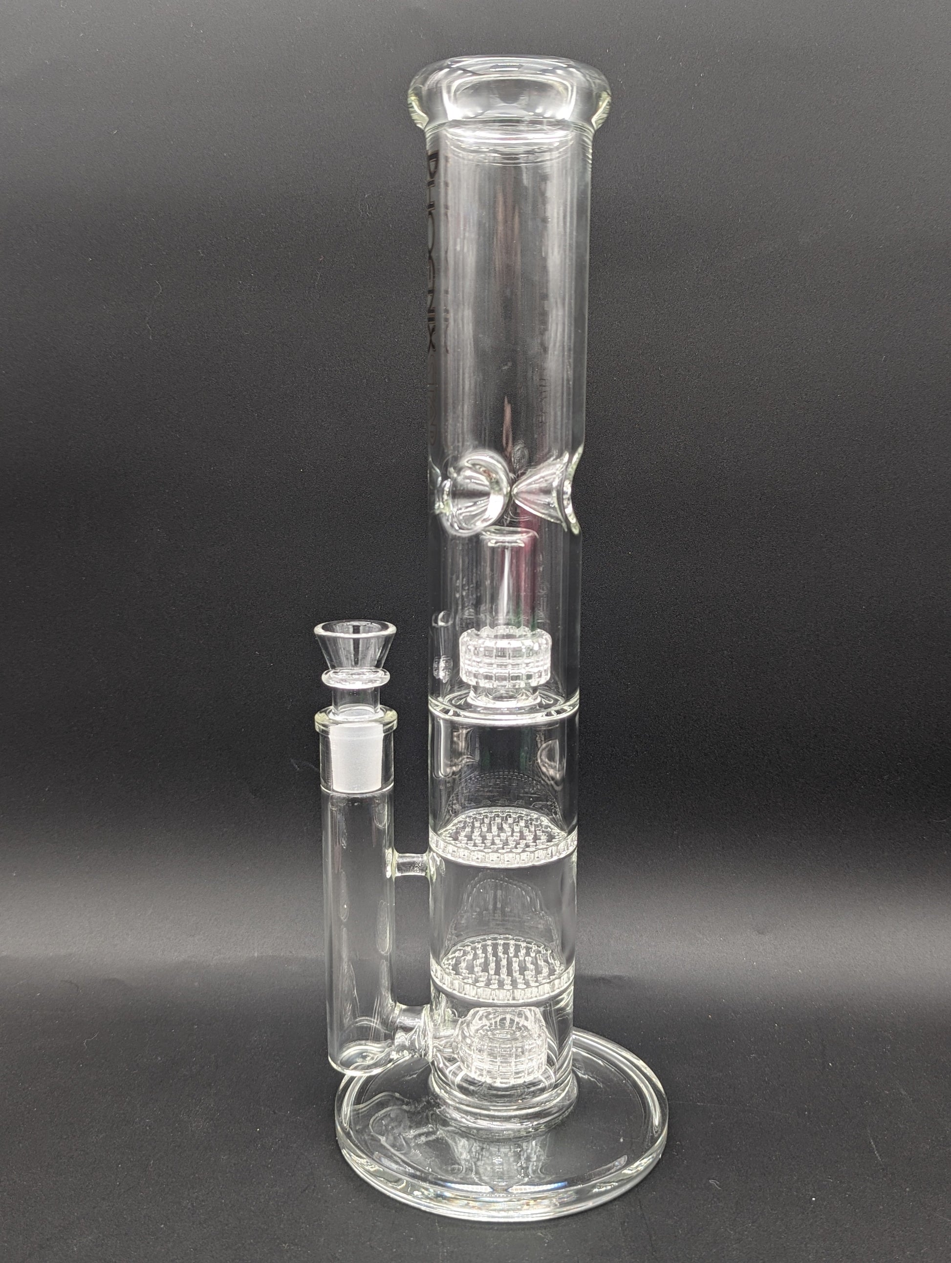Phoenix Glass 14" Clear Quad Perc Tube - Meech Madness Smoke Shop