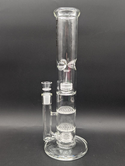 Phoenix Glass 14" Clear Quad Perc Tube - Meech Madness Smoke Shop