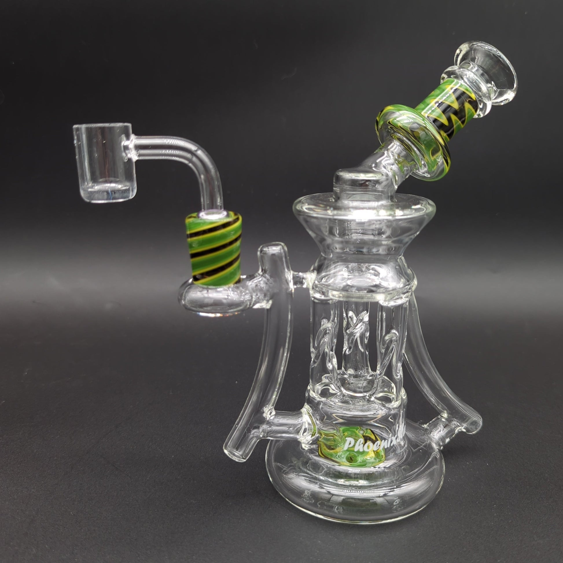 Phoenix Glass Quad Pillar Worked Recycler Dab Rig - Avernic Smoke Shop