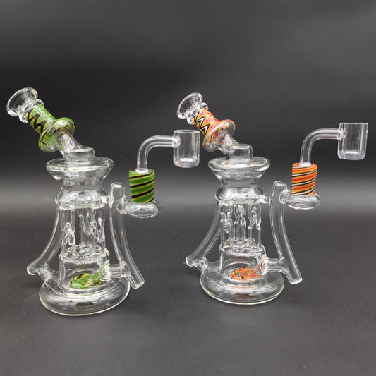 Phoenix Glass Quad Pillar Worked Recycler Dab Rig - Meech Madness Smoke Shop