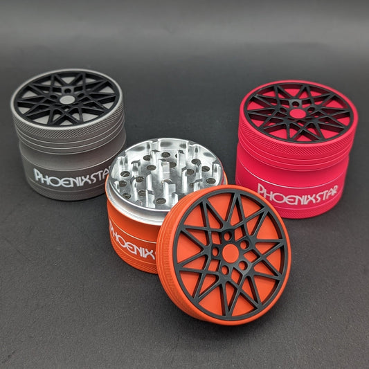 Phoenix Star Wheel Spoke Aluminum Herb Grinders 63mm - Meech Madness Smoke Shop