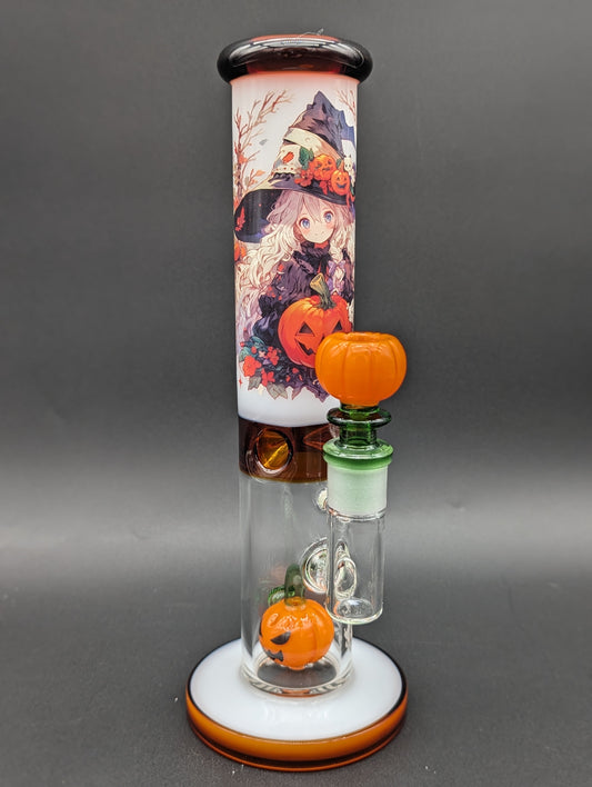 Pulsar Anime Halloween Straight Tube Glass Water Pipe | 9.75"