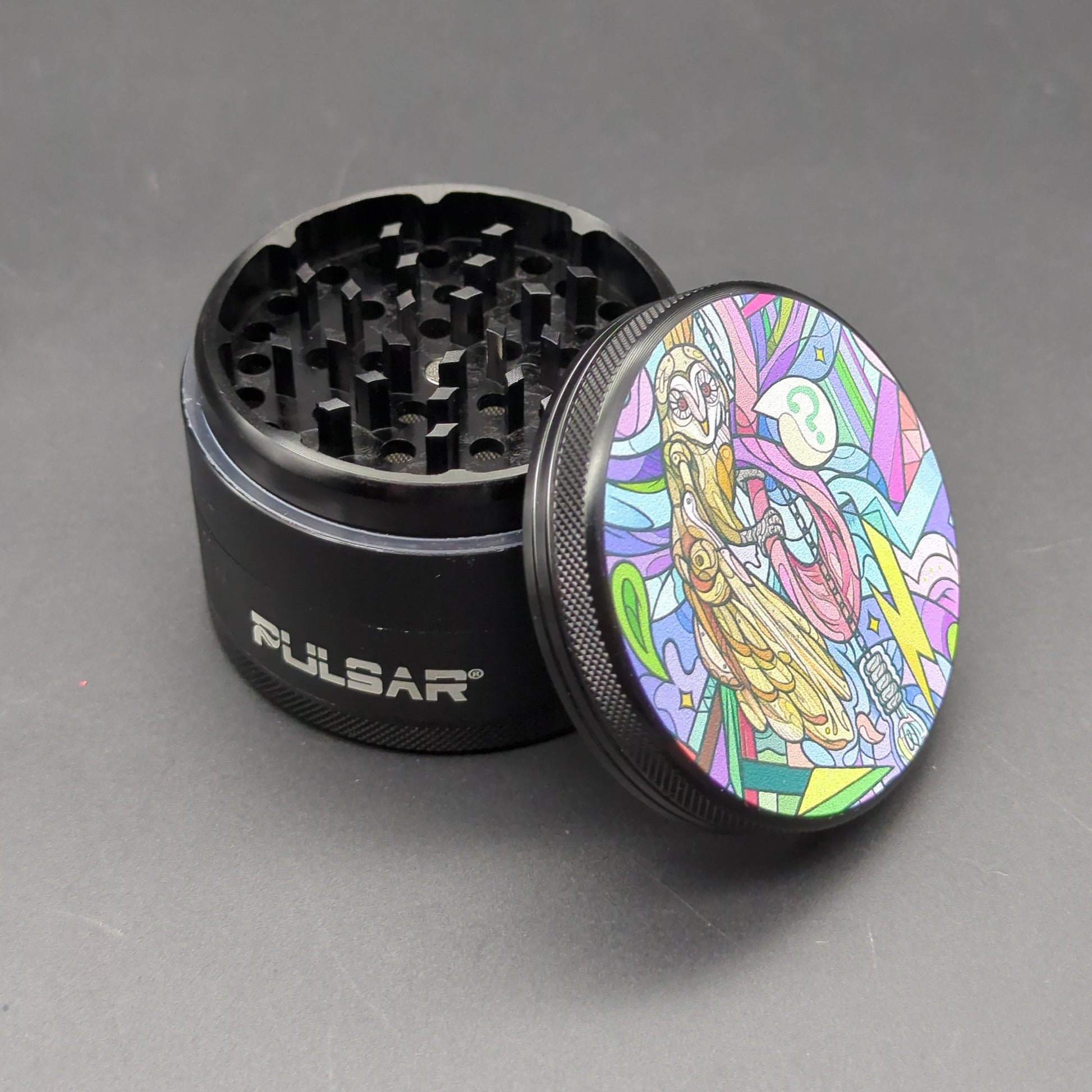 Pulsar Artist Series Grinder | Robotic Owl | 4pc | 2.5" - Avernic Smoke Shop