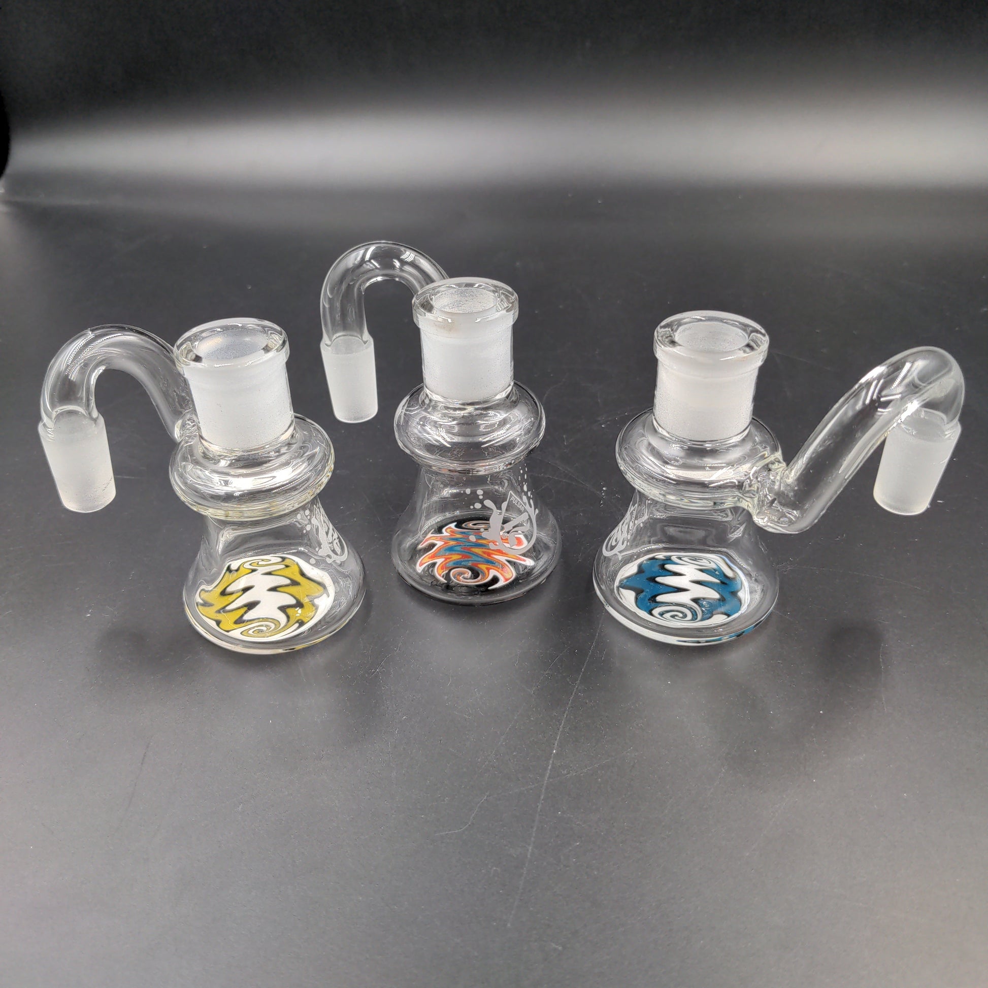 Pulsar Color Worked Dry Ash Catcher - 14mm 90 Degrees-Meech Madness Smoke Shop