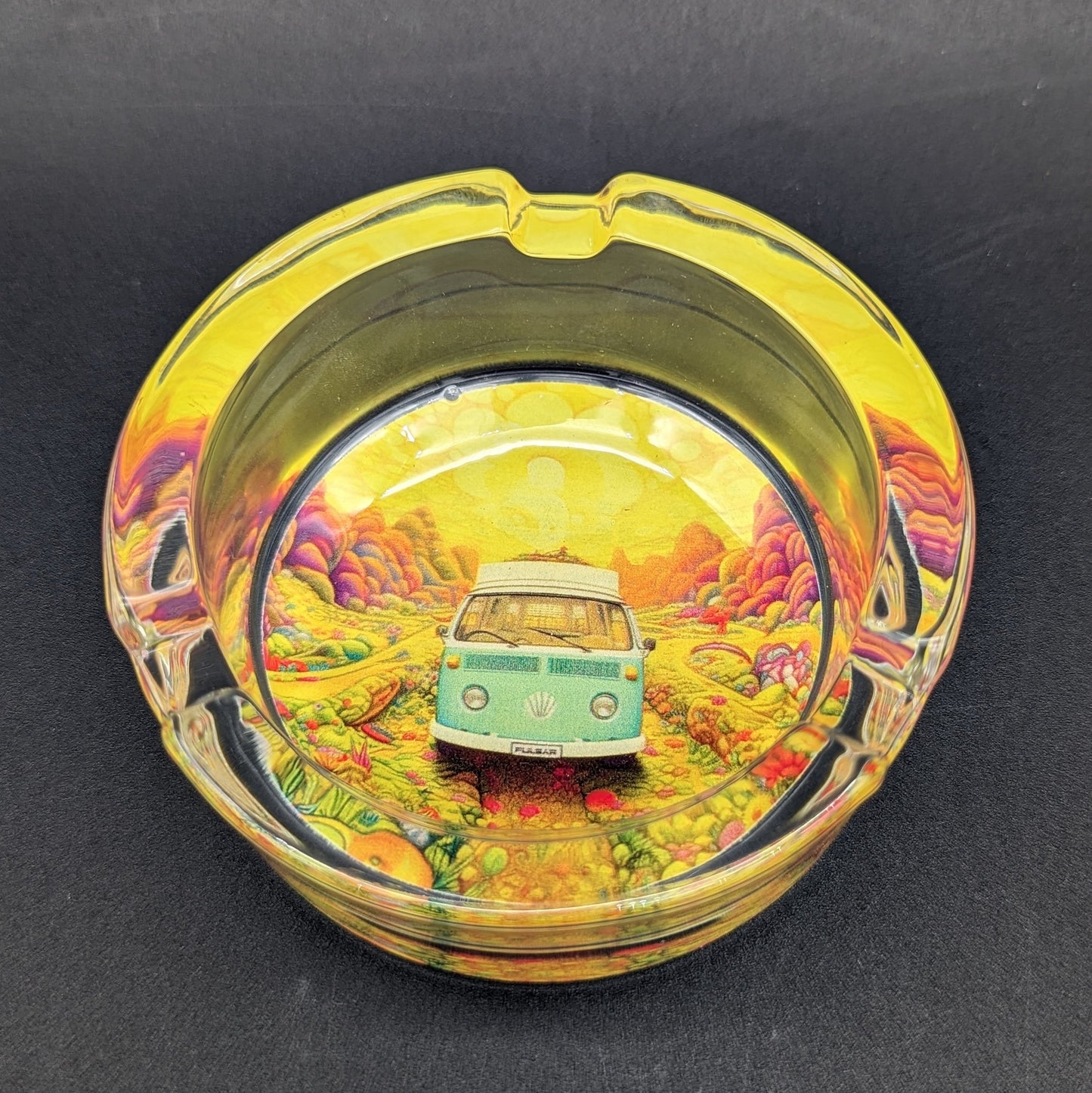 Pulsar Design Series Round Glass Ashtray | 3.4" | Assorted Designs - Meech Madness Smoke Shop
