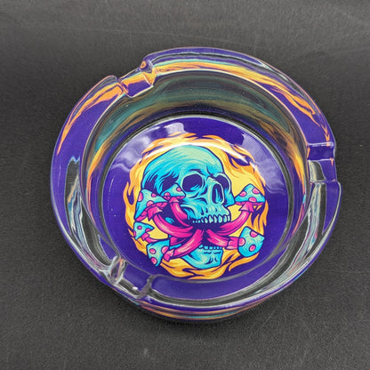 Pulsar Design Series Round Glass Ashtray | 3.4" | Assorted Designs - Meech Madness Smoke Shop