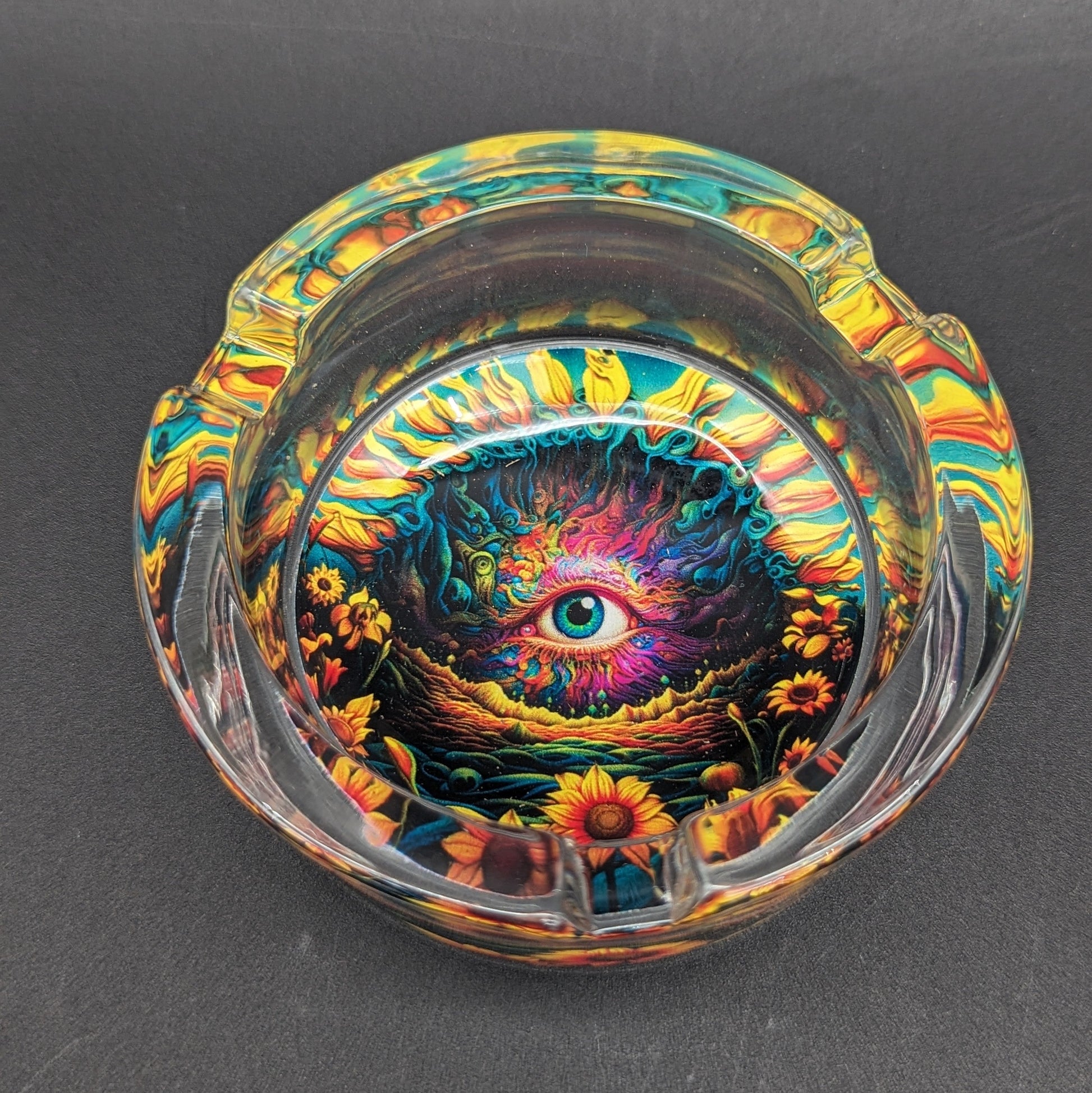 Pulsar Design Series Round Glass Ashtray | 3.4" | Assorted Designs - Meech Madness Smoke Shop