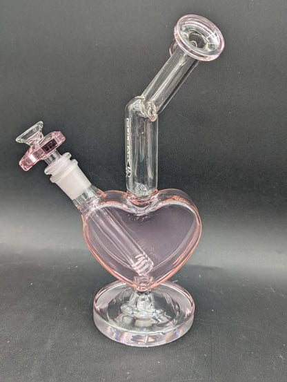 Pulsar Double Kiss Heart Glass Water Pipe | 11"-Avernic Smoke Shop