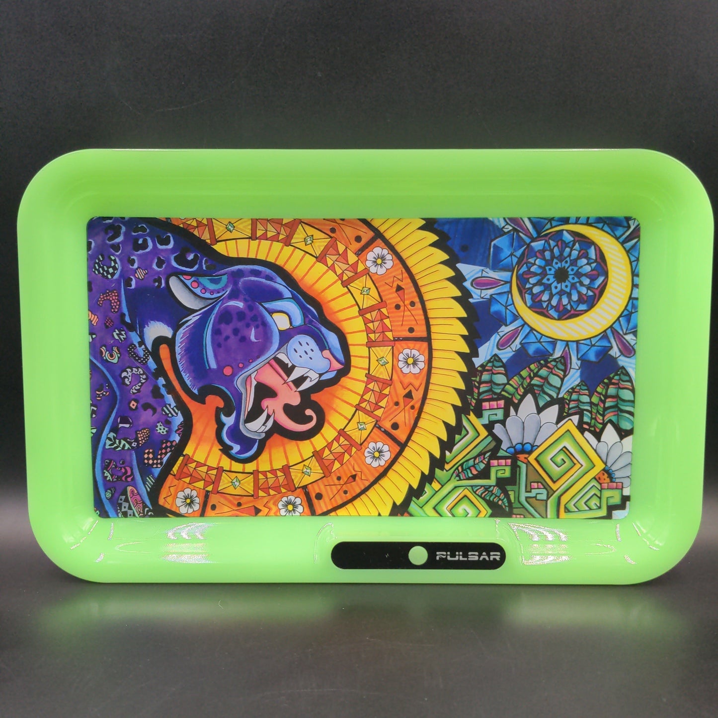 Pulsar Glow "Psychedelic Jaguar" LED Rolling Tray | 11" x 7" - Avernic Smoke Shop