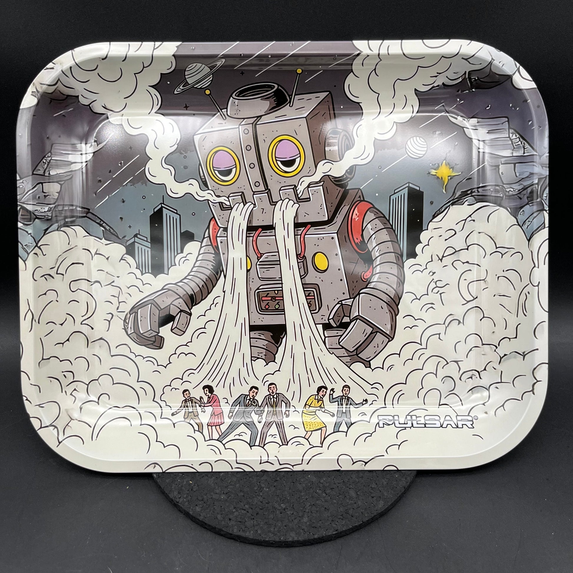 Pulsar Large Metal Rolling Tray | Attack of the Dope Bot | 13"x11"-Avernic Smoke Shop