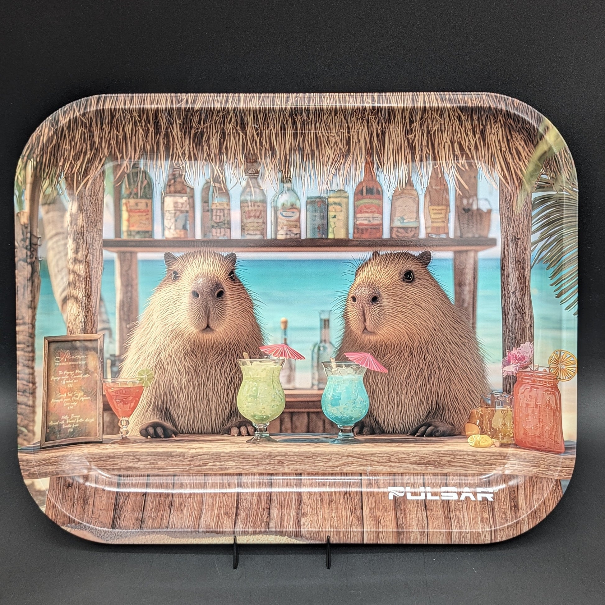 Pulsar Large Metal Rolling Tray | Capybara Cabana | 13"x11"-Avernic Smoke Shop