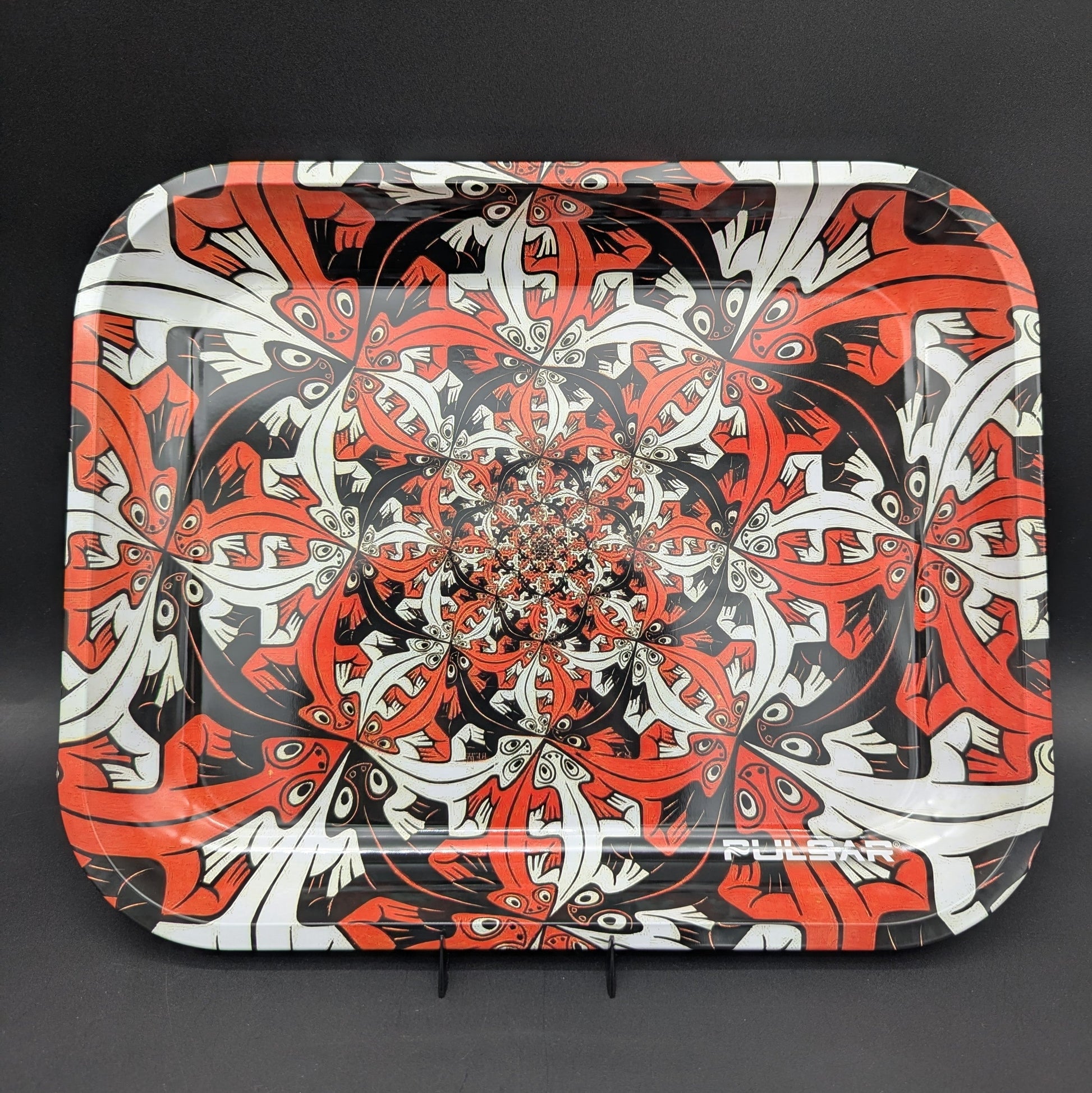 Pulsar Large Metal Rolling Tray | Interlocking Lizards | 13"x11"-Avernic Smoke Shop