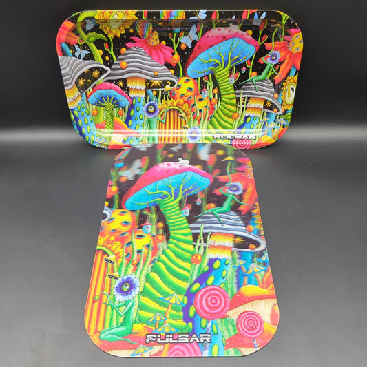 Pulsar Magnetic Rolling Tray Lid | 3D Garden of Cosmic Delights | 11" x 7" - Meech Madness Smoke Shop