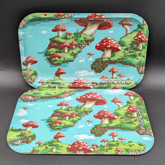 Pulsar Metal Rolling Tray & Lid | Floating Mushrooms | 11"x7"-Avernic Smoke Shop