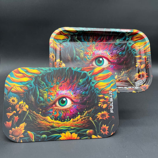 Pulsar Metal Rolling Tray & Lid | Sunflower of the Mind - Meech Madness Smoke Shop