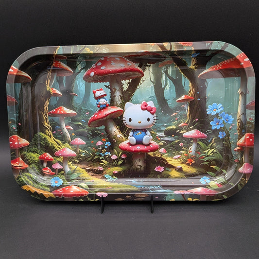 Pulsar Metal Rolling Tray | Trippy Kitty In Forest | 11"x7"