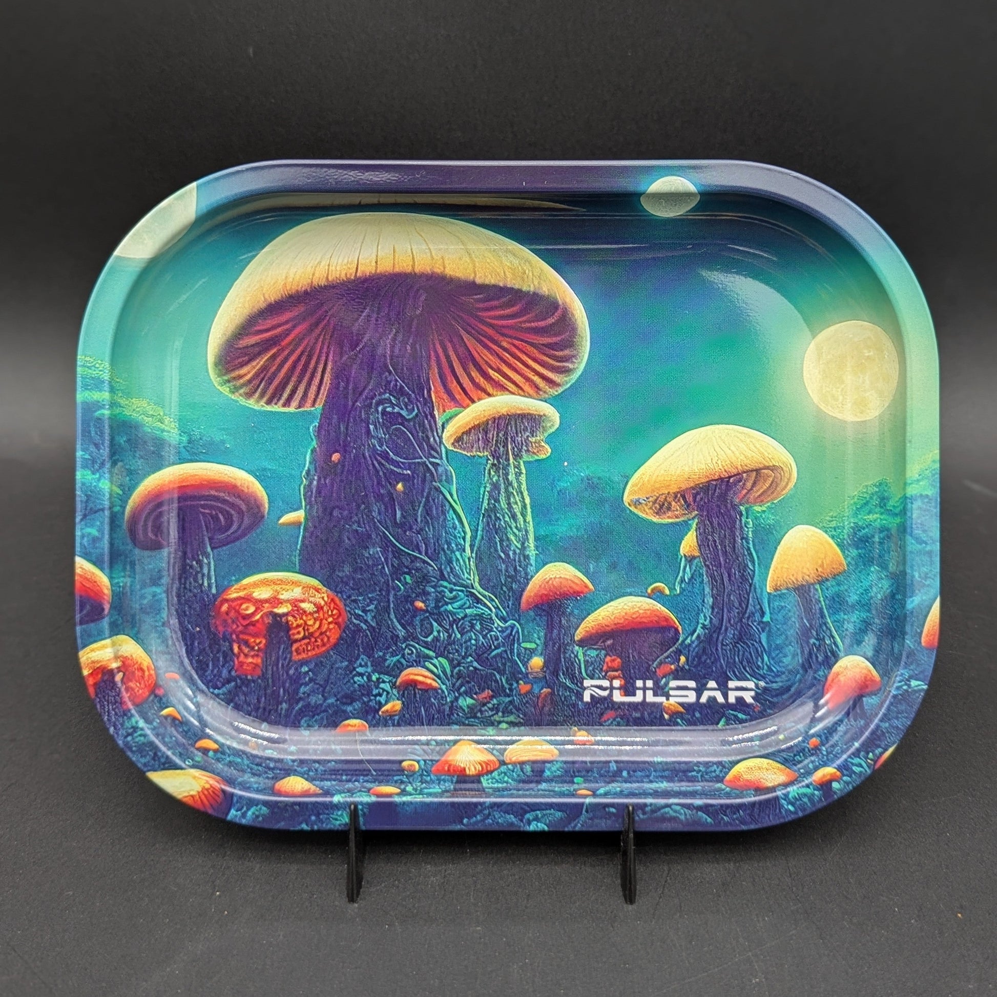 Pulsar Mini Metal Rolling Tray | Planet Fungi | 7"x5.5"-Avernic Smoke Shop