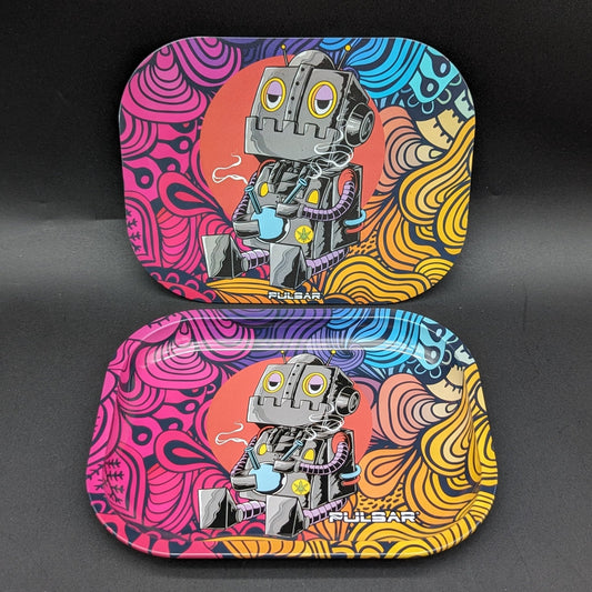 Pulsar Mini Metal Rolling Tray w/ Lid | DopeBot | 7" x 5.5" - Meech Madness Smoke Shop