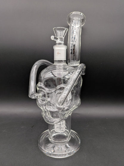 Pulsar Skull Eyes Recycler Glass Water Pipe | 12.5"